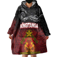 Personalised Maori King Movement Wearable Blanket Hoodie Ko Te Mana Motuhake Emblem with Silver Ferns and Polynesian Art Tattoo LT03 - Polynesian Pride