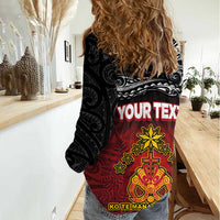 Personalised Maori King Movement Women Casual Shirt Ko Te Mana Motuhake Emblem with Silver Ferns and Polynesian Art Tattoo LT03 - Polynesian Pride