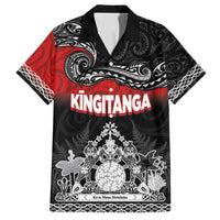 Personalised Maori King Movement Family Matching Puletasi and Hawaiian Shirt Te Paki-o-Matariki with Silver Ferns and Polynesian Art Tattoo LT03 Dad's Shirt - Short Sleeve Red - Polynesian Pride