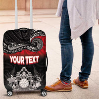 Personalised Maori King Movement Luggage Cover Te Paki-o-Matariki with Silver Ferns and Polynesian Art Tattoo LT03 Red - Polynesian Pride
