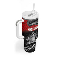 Personalised The Kingitanga - Maori King Movement Tumbler With Handle Te Paki-o-Matariki with Silver Ferns and Polynesian Art Tattoo LT03