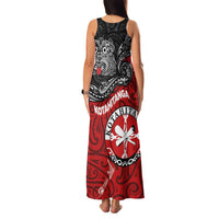 Maori Kotahitanga Family Matching Tank Maxi Dress and Hawaiian Shirt Aotearoa Spirit with Maori Mask and Polynesian Art Tattoo LT03 - Polynesian Pride