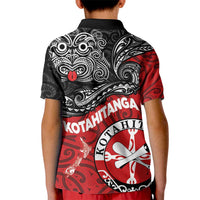 Maori Kotahitanga Kid Polo Shirt Aotearoa Spirit with Maori Mask and Polynesian Art Tattoo