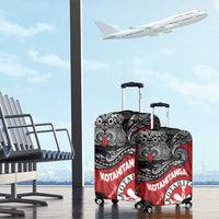 Maori Kotahitanga Luggage Cover Aotearoa Spirit with Maori Mask and Polynesian Art Tattoo LT03 - Polynesian Pride