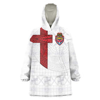 Custom Tonga Ngatu Art Rugby Mate Ma'a Wearable Blanket Hoodie LT03 One Size White - Polynesian Pride