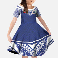 Custom Samoa Rugby Family Matching Off The Shoulder Long Sleeve Dress and Hawaiian Shirt Pacific Motifs - Polynesian Pride