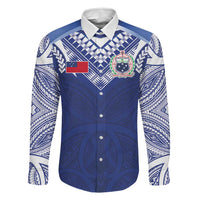 Custom Samoa Rugby Family Matching Off Shoulder Short Dress and Hawaiian Shirt Pacific Motifs - Polynesian Pride