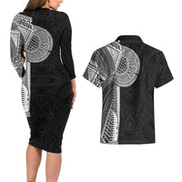 Samoan Tatau Couples Matching Long Sleeve Bodycon Dress and Hawaiian Shirt Art Tribal Traditional Tattoos LT03 - Polynesian Pride