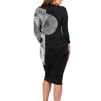 Samoan Tatau Family Matching Long Sleeve Bodycon Dress and Hawaiian Shirt Art Tribal Traditional Tattoos LT03 - Polynesian Pride