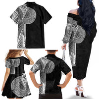 Samoan Tatau Family Matching Off The Shoulder Long Sleeve Dress and Hawaiian Shirt Art Tribal Traditional Tattoos LT03 - Polynesian Pride