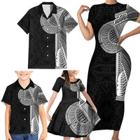 Samoan Tatau Family Matching Short Sleeve Bodycon Dress and Hawaiian Shirt Art Tribal Traditional Tattoos LT03 - Polynesian Pride