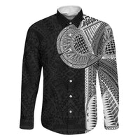 Samoan Tatau Family Matching Short Sleeve Bodycon Dress and Hawaiian Shirt Art Tribal Traditional Tattoos LT03 Dad's Shirt - Long Sleeve Black - Polynesian Pride