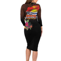Kiribati Flag and Fireworks Family Matching Long Sleeve Bodycon Dress and Hawaiian Shirt First Place Welcome the New Year LT03 - Polynesian Pride