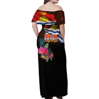 Kiribati Flag and Fireworks Family Matching Off Shoulder Maxi Dress and Hawaiian Shirt First Place Welcome the New Year LT03 - Polynesian Pride