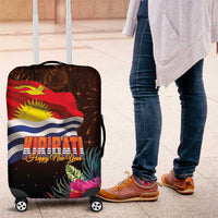 Kiribati Flag and Fireworks Luggage Cover First Place Welcome the New Year LT03 Black - Polynesian Pride