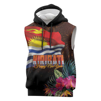 Kiribati Flag and Fireworks Sleeveless Hoodie First Place Welcome the New Year - Polynesian Pride