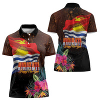 Kiribati Flag and Fireworks Women Polo Shirt First Place Welcome the New Year - Polynesian Pride