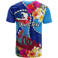 Personalised Haiti 220th Anniversary Independence Day T Shirt Ayiti Flower with Polynesian Pattern LT03 - Polynesian Pride