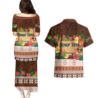 Pasifika Festival Auckland Couples Matching Puletasi and Hawaiian Shirt Polynesian Tribal with Pacific Pattern Brown Color LT03 - Polynesian Pride