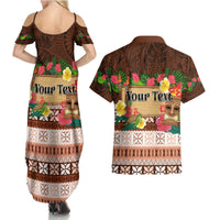 Pasifika Festival Auckland Couples Matching Summer Maxi Dress and Hawaiian Shirt Polynesian Tribal with Pacific Pattern Brown Color LT03 - Polynesian Pride