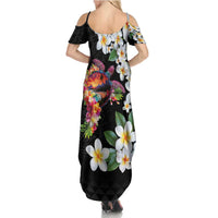 Hawaiian Lei Day Family Matching Summer Maxi Dress and Hawaiian Shirt Plumeria and Turtle with Polynesian Tribal Pattern LT03 - Polynesian Pride