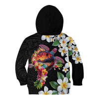 Hawaiian Lei Day Kid Hoodie Plumeria and Turtle with Polynesian Tribal Pattern LT03 - Polynesian Pride