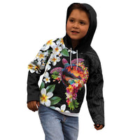 Hawaiian Lei Day Kid Hoodie Plumeria and Turtle with Polynesian Tribal Pattern LT03 - Polynesian Pride