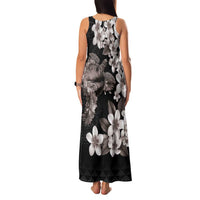 Hawaiian Lei Day Family Matching Tank Maxi Dress and Hawaiian Shirt Plumeria and Turtle with Polynesian Tribal Pattern Grayscale Color LT03 - Polynesian Pride