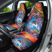Hawaiian Lei Day Car Seat Cover Dolphins with Colorful Corals and Romantic Sunset LT03 - Polynesian Pride