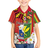 Personalised Hawaii and Philippines Together Family Matching Long Sleeve Bodycon Dress and Hawaiian Shirt The Emblems with Cultural Symbols Green-Yellow-Red Tricolor LT03 Son's Shirt Art - Polynesian Pride