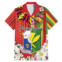 Personalised Hawaii and Philippines Together Family Matching Mermaid Dress and Hawaiian Shirt The Emblems with Cultural Symbols Green-Yellow-Red Tricolor LT03 Dad's Shirt - Short Sleeve Art - Polynesian Pride