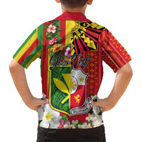 Personalised Hawaii and Philippines Together Family Matching Off The Shoulder Long Sleeve Dress and Hawaiian Shirt The Emblems with Cultural Symbols Green-Yellow-Red Tricolor LT03 - Polynesian Pride