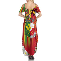 Personalised Hawaii and Philippines Together Family Matching Summer Maxi Dress and Hawaiian Shirt The Emblems with Cultural Symbols Green-Yellow-Red Tricolor LT03 - Polynesian Pride