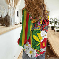 Personalised Hawaii and Philippines Together Women Casual Shirt The Emblems with Cultural Symbols Green-Yellow-Red Tricolor LT03 - Polynesian Pride