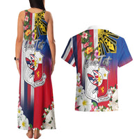 Personalised Hawaii and Philippines Together Couples Matching Tank Maxi Dress and Hawaiian Shirt The Emblems with Cultural Symbols Blue-White-Red Tricolor LT03 - Polynesian Pride