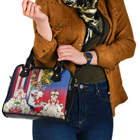 Personalised Hawaii and Philippines Together Shoulder Handbag The Emblems with Cultural Symbols Blue-White-Red Tricolor