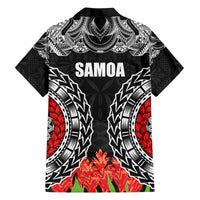 Samoa Siapo Ula Fala Family Matching Puletasi and Hawaiian Shirt With Ginger Plant Black Color LT03 - Polynesian Pride