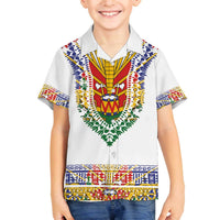 Haiti Flag Traditional Dashiki Family Matching Off The Shoulder Long Sleeve Dress and Hawaiian Shirt White Color LT03 Son's Shirt White - Polynesian Pride