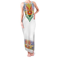 Haiti Flag Traditional Dashiki Family Matching Tank Maxi Dress and Hawaiian Shirt White Color LT03 Mom's Dress White - Polynesian Pride