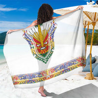 Haiti Flag Traditional Dashiki Sarong White Color LT03 One Size 44 x 66 inches White - Polynesian Pride