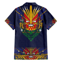 Haiti Flag Traditional Dashiki Family Matching Off The Shoulder Long Sleeve Dress and Hawaiian Shirt Black Color LT03 - Polynesian Pride