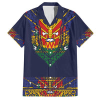 Haiti Flag Traditional Dashiki Family Matching Off Shoulder Maxi Dress and Hawaiian Shirt Black Color LT03 Dad's Shirt - Short Sleeve Black - Polynesian Pride