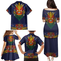 Haiti Flag Traditional Dashiki Family Matching Puletasi and Hawaiian Shirt Black Color - Polynesian Pride