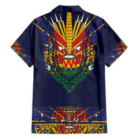 Haiti Flag Traditional Dashiki Family Matching Short Sleeve Bodycon Dress and Hawaiian Shirt Black Color LT03 - Polynesian Pride