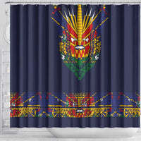 Haiti Flag Traditional Dashiki Shower Curtain Black Color LT03 - Polynesian Pride