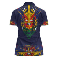 Haiti Flag Traditional Dashiki Women Polo Shirt Black Color LT03 - Polynesian Pride