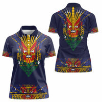 Haiti Flag Traditional Dashiki Women Polo Shirt Black Color LT03 - Polynesian Pride