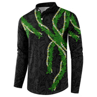 Hawaii Maile Lei Button Sweatshirt Aloha Black Color