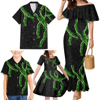 Hawaii Maile Lei Family Matching Mermaid Dress and Hawaiian Shirt Aloha Black Color LT03 - Polynesian Pride