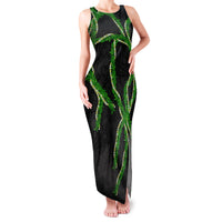 Hawaii Maile Lei Family Matching Tank Maxi Dress and Hawaiian Shirt Aloha Black Color LT03 Mom's Dress Black - Polynesian Pride